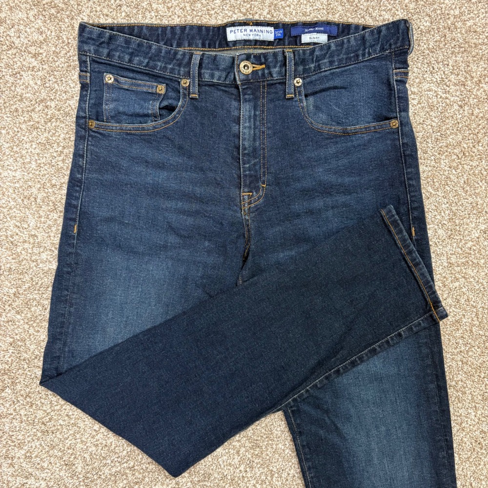 Peter Manning NYC Johnny Jeans Slim Fit Mens 32x29 Dark Wash Stretch Denim